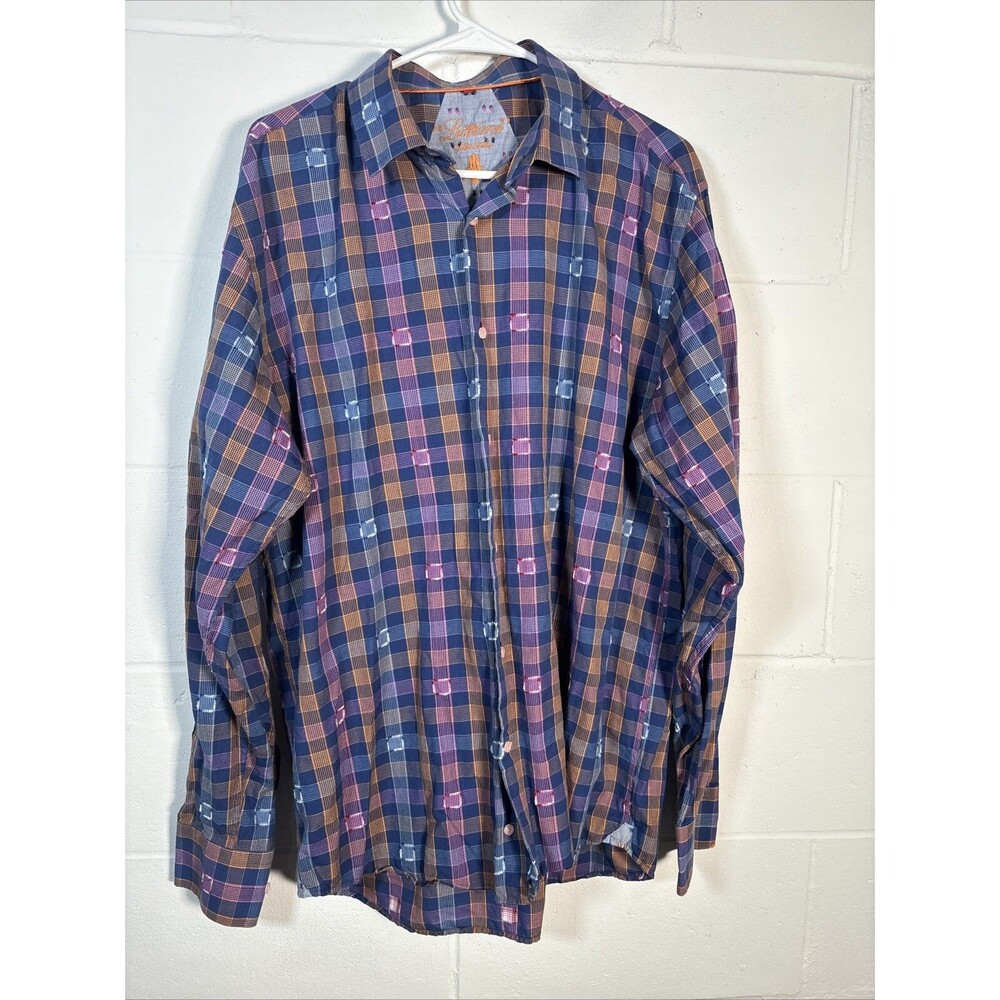 Luchiano Visconti Button Up Shirt Mens XL Flip Cuff Multicolor Stripe